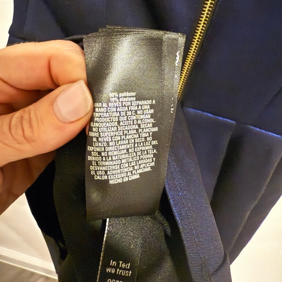 EUC Ted Baker Ayma Skater Dress | Metallic Blue Embellished Fit & Flare, Size 0 - Picture 6 of 13